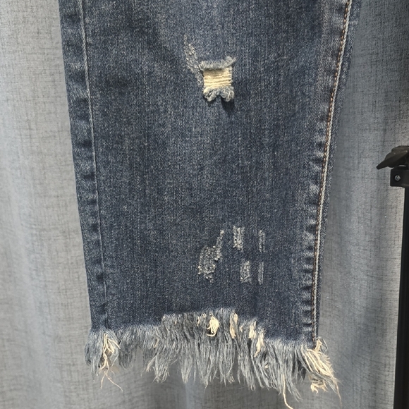 RISEN Frayed Hem And Waist Boyfriend Distressed Jeans in Classic Blue Size 3XL - Picture 7 of 14